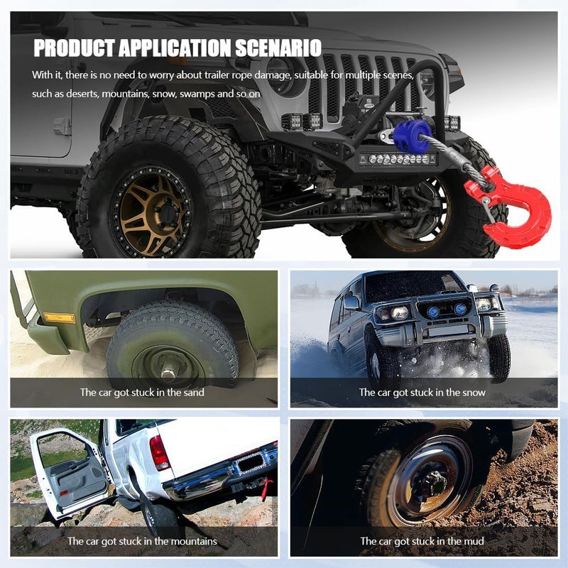 DWARFOO Rubber Winch Stopper, Winch Cable Hook Stopper, Silicone Rubber Stopper Protects Synthetic Winch Rope, Car Accessories Winch Rope Bump Shock Saver Dampener Absorbent Stopper (Blue/Black) - Image 5
